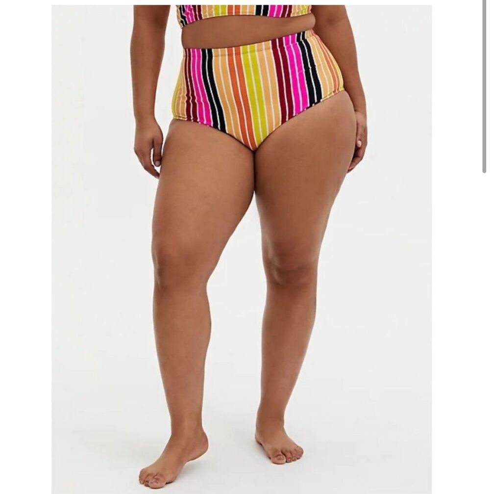 Torrid striped high waist colorful 2x beachy swim bottoms